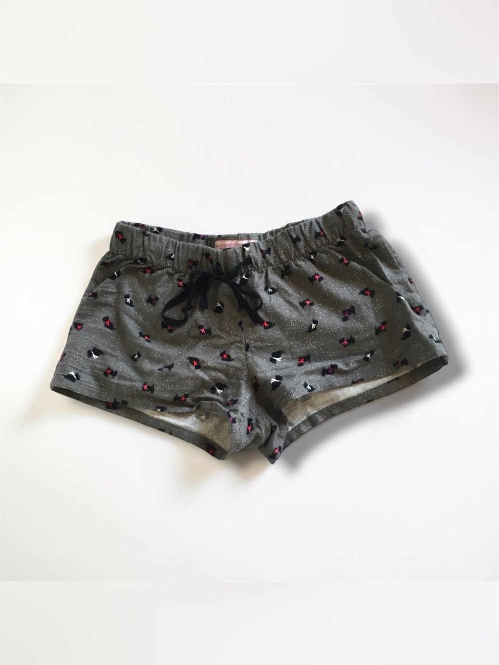 Xhilaration Gray Pajama Shorts with Black Drawstring and Dog Print